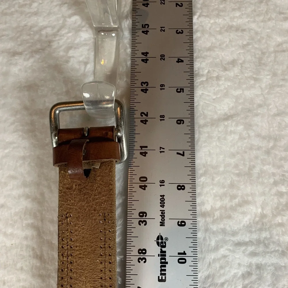 Eddie Bauer Waist Belt Men's Medium‎ Brown Leather Silver Buckle Adjustable 9607